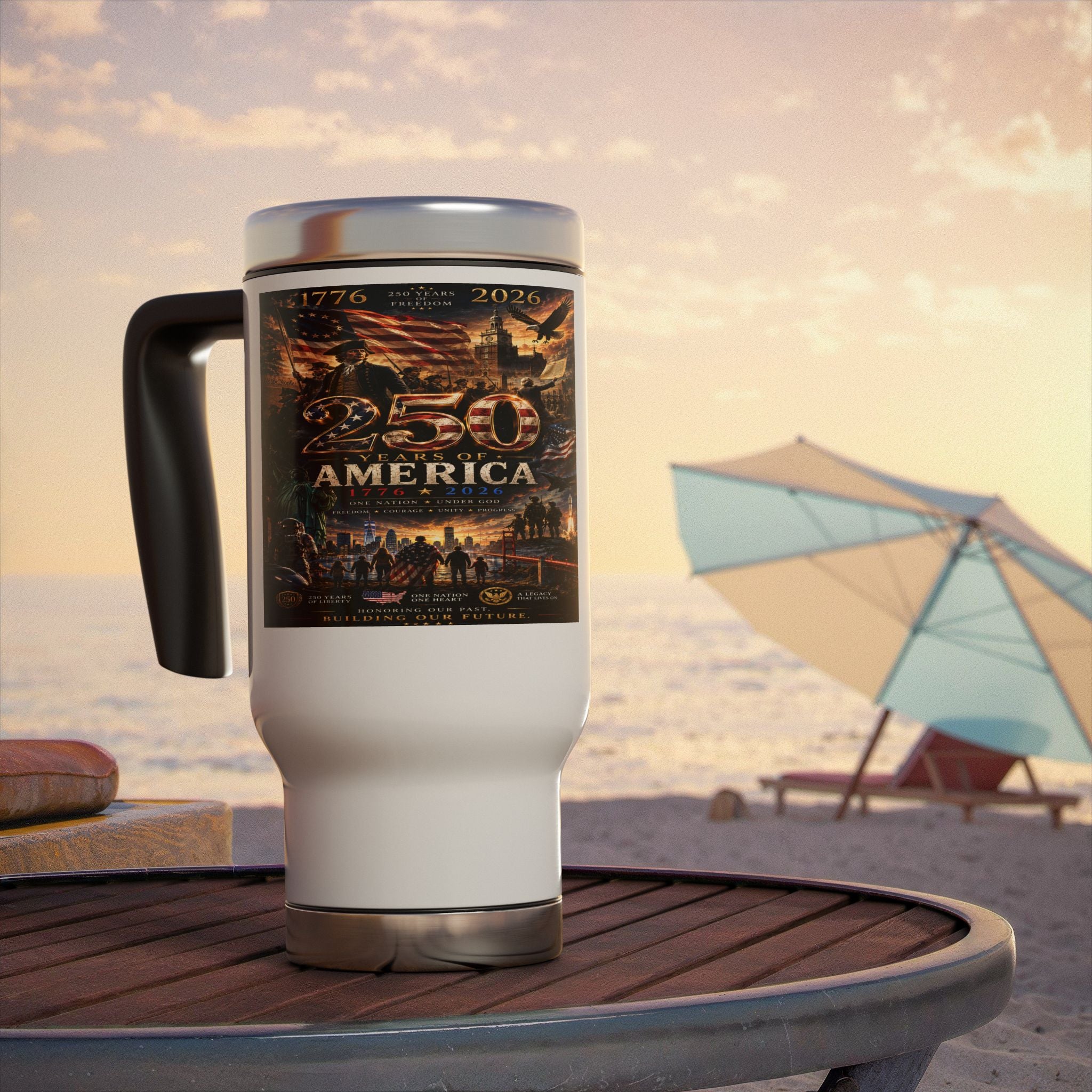 250 Stainless Steel Travel Mug with Handle, 14oz