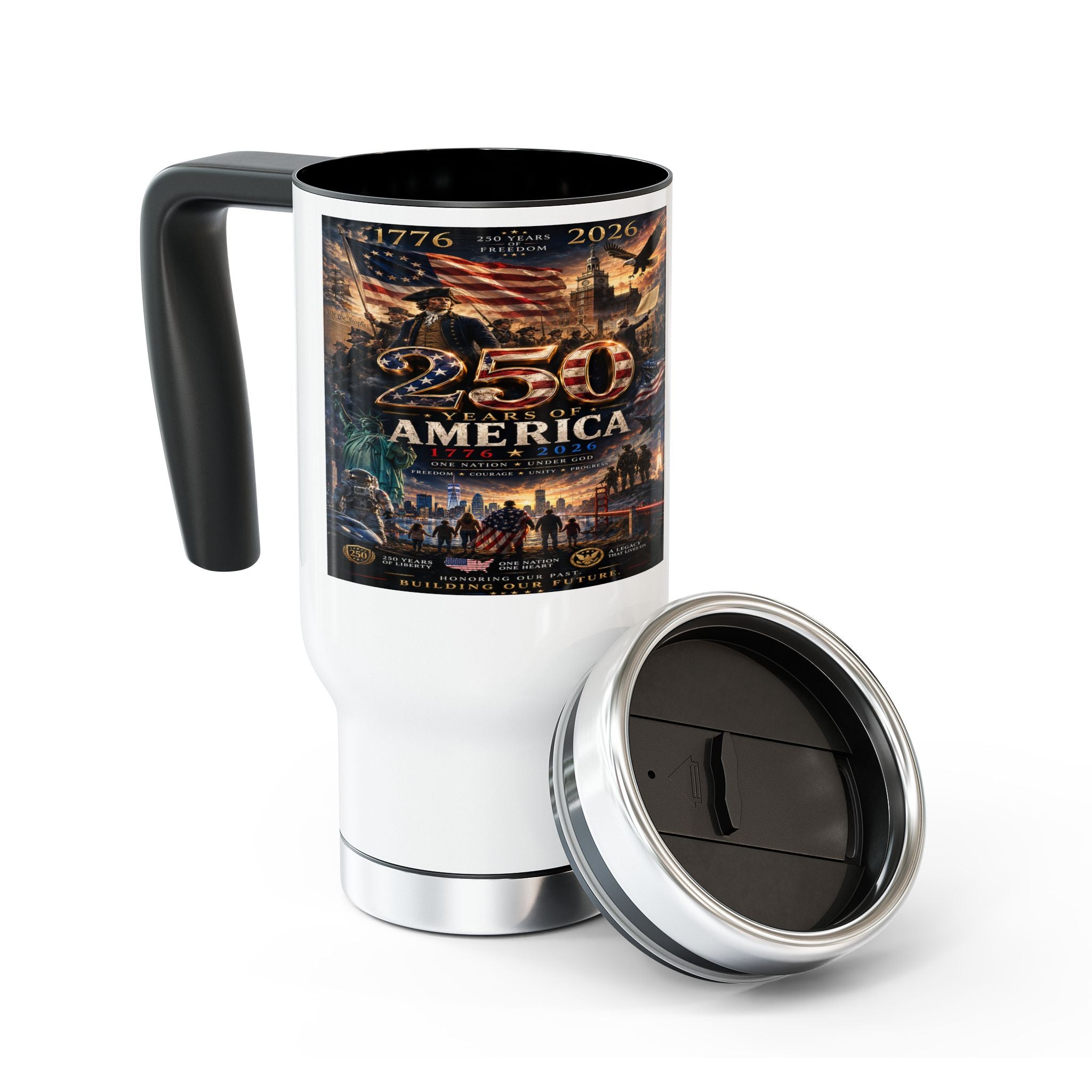 250 Stainless Steel Travel Mug with Handle, 14oz